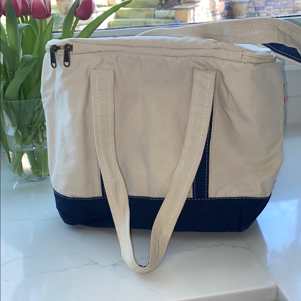 Seaside Canvas Tote Bag with Navy Accents - Picture 3 of 8